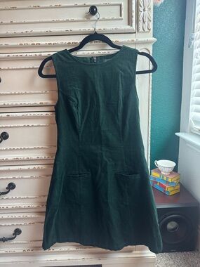 Dark Green Corduroy Shift Dress